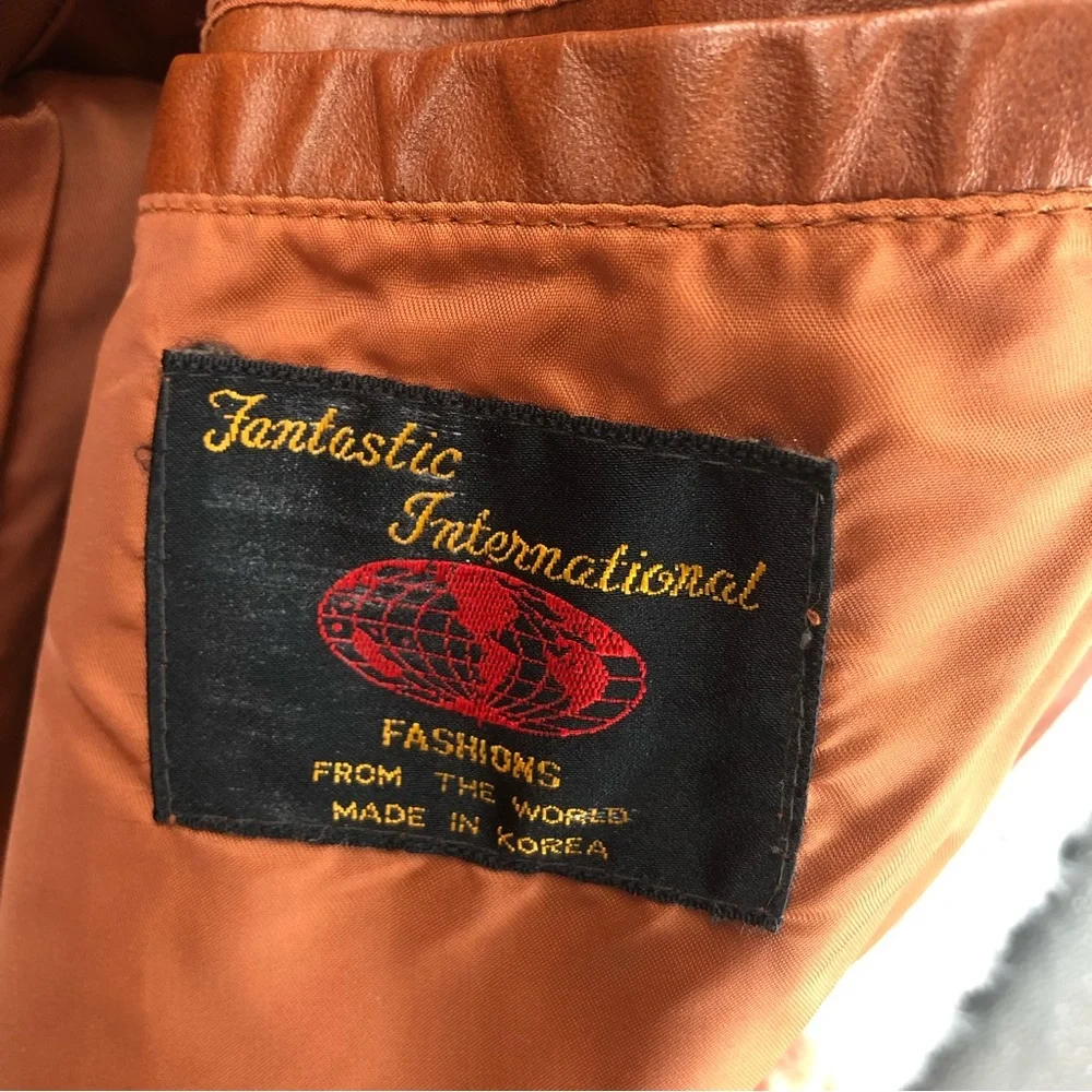 Fantastic International Jacket Mens 44 Vintage Fashions Leather Brown Button